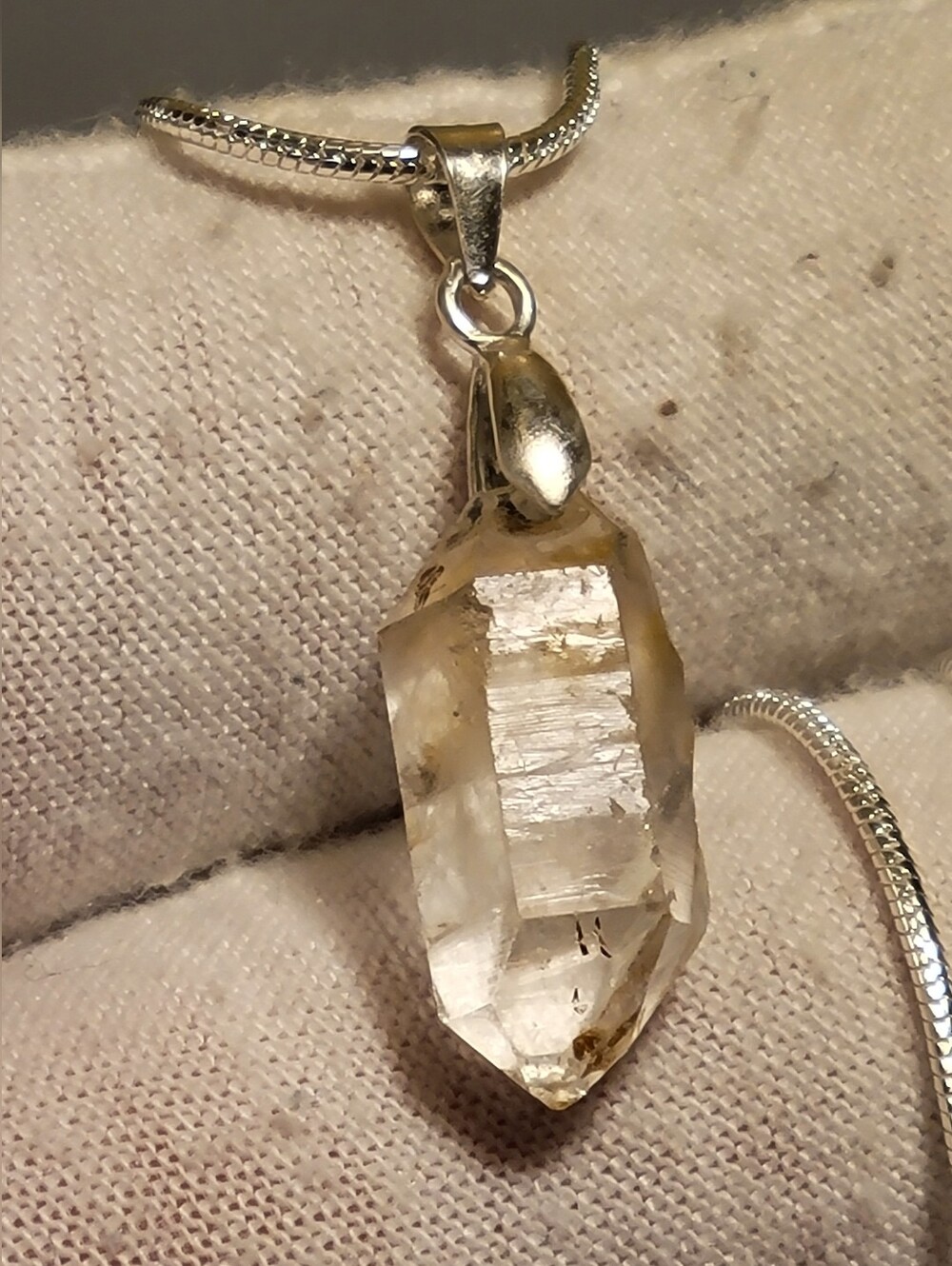 9.40ctw Natural Clear Quartz Crystal Pendant w/ solid 925 Sterling silver Bail